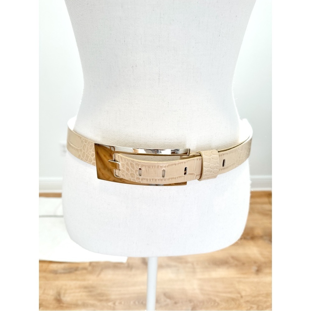 Express Croc Embossed Dress Belt With a Glossy Silver Toned Buckle Womens Size M